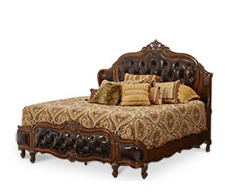 Wing Mansion Bed      w/Leather Tufted Inserts (3 pc) - 34